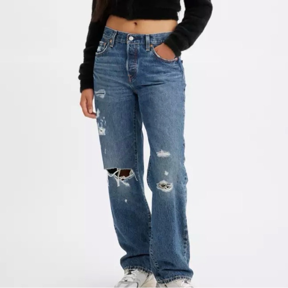 Levi's 90’s Women’s Jeans Distressed Straight-Leg Jeans - Blue